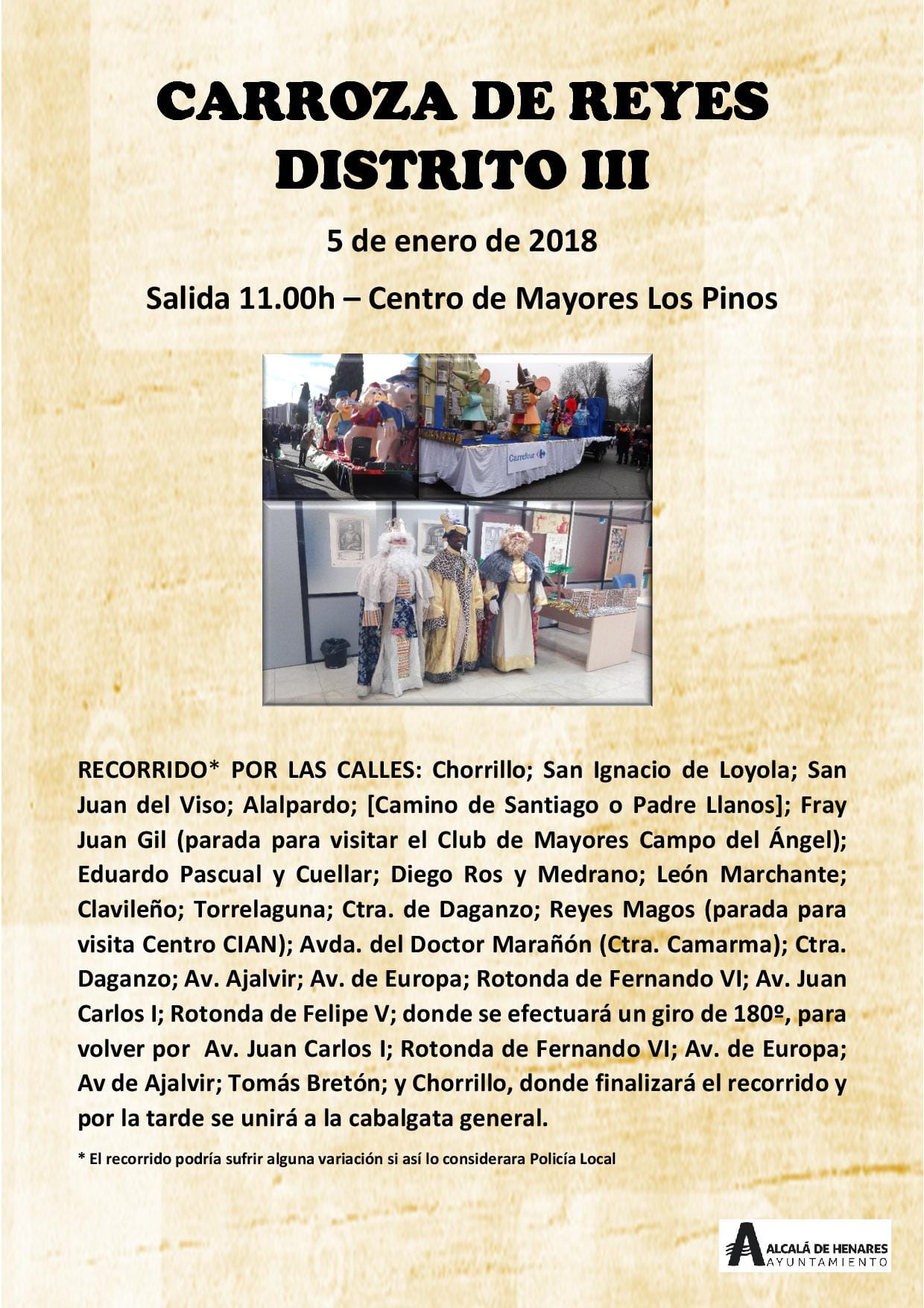 Cartel del recorrido