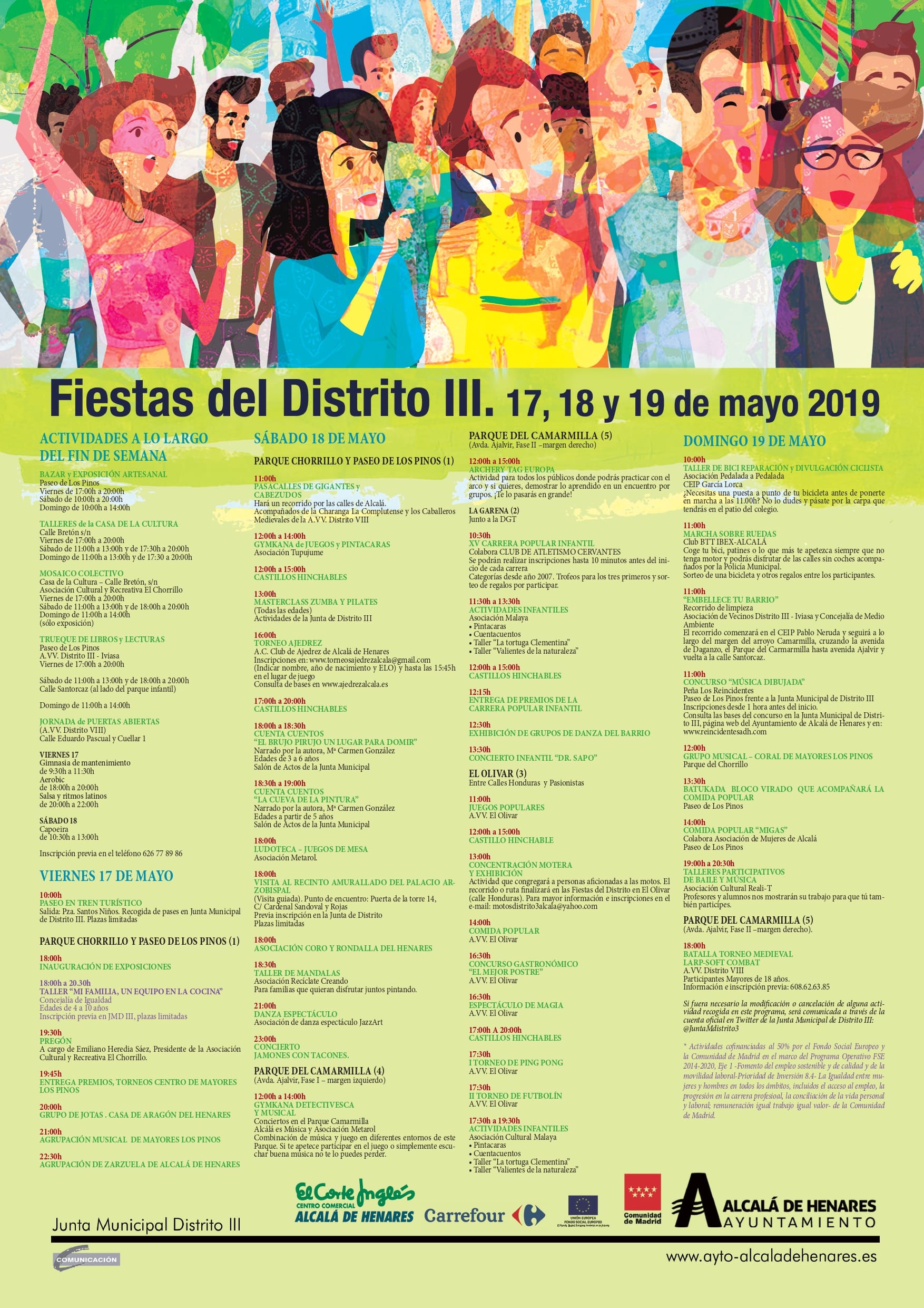 Cartel con programación Fiestas Distrito III 2019
