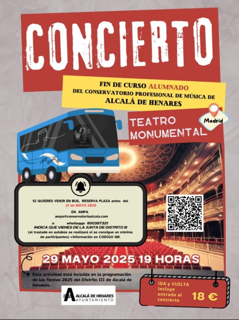 Cartel de Concierto Final de Curso del Conservatorio Profesional de Música de Alcalá de Henares